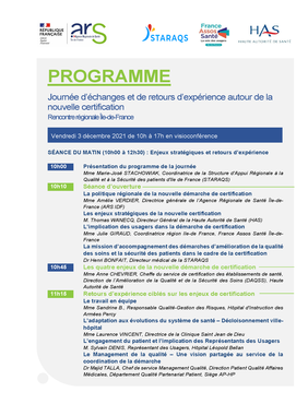 HAS, programme, journée, échanges, certification, EPS BD, santé, V2020